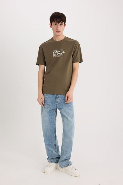 DeFacto 100% Cotton Regular Fit Crew Neck Printed Short Sleeve T-Shirt D6204Ax25Sp