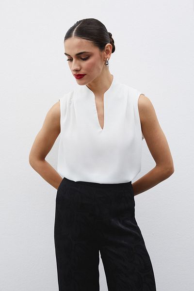 Sateen Αμάνικη μπλούζα Judge Collar - Ecru