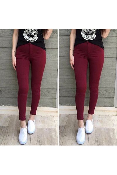 modaserdem Women's High Waist Gabardine Fabric Trousers