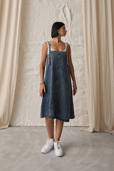 modaserdem Rochie albastră din denim cu bretele