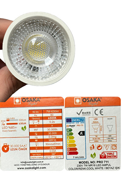 Osaka (10 Adet) Osaka 7W (50W) Beyaz Işık (6500K) G4 Duylu (İğne Bacak) Led Çanak Ampul