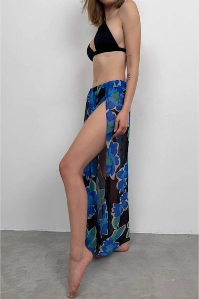 modaserdem Rochie de plajă lungă cu model cu două fante pentru femei