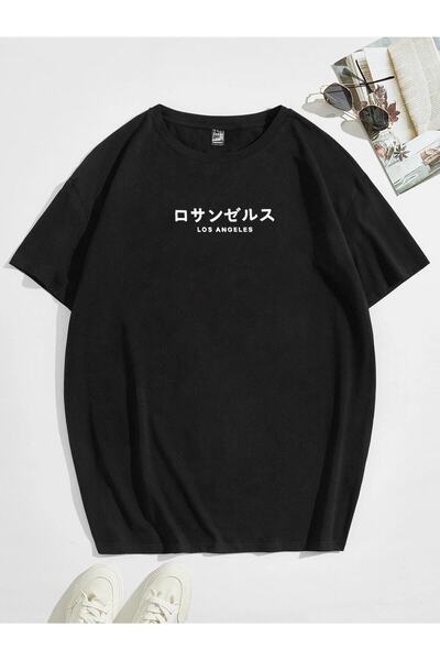 donamod تي شيرت قطني ممشط كبير الحجم مطبوع عليه لوس أنجلوس للجنسين