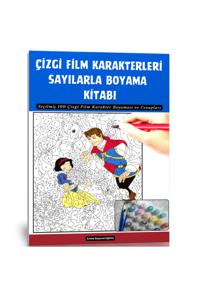Enine Boyuna Eğitim Çizgi Film Karakterleri Sayılarla Boyama Kitabı