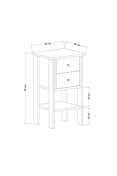 Home Luvia Çift Çekmeceli Beyaz Meşe Komodin