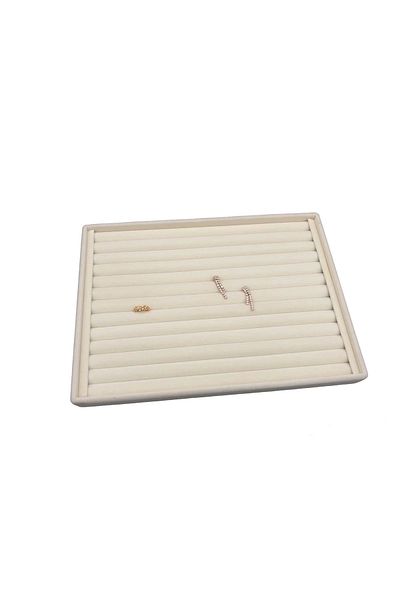 Aydın Decor صندوق حامل حلقي هوت دوج محلي كبير الحجم من جلد الغزال الكريمي (AYDINDECOR)