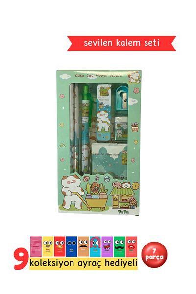 Pembe Pasaj Green Stationery Set - Cute Pencil Set