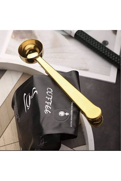 Qerhome Gold Color Stainless Steel Clip Coffee Measuring Spoon