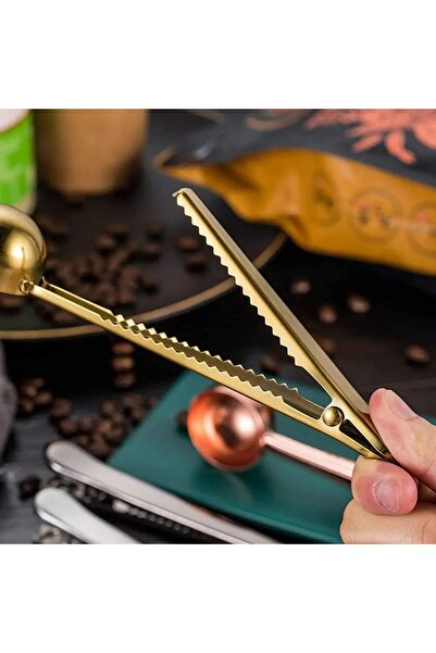 Qerhome Gold Color Stainless Steel Clip Coffee Measuring Spoon