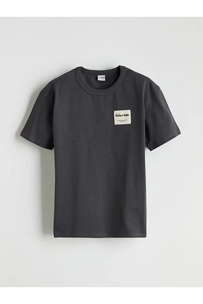 LC Waikiki Anthracite Crew Neck Boys T-Shirt and Shorts -Akrstore-