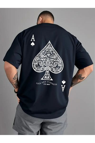 ACTIVE MODA Active Moda- Men's Printed Short Sleeve Large Size Tshirt Cotton Fabric Oversize