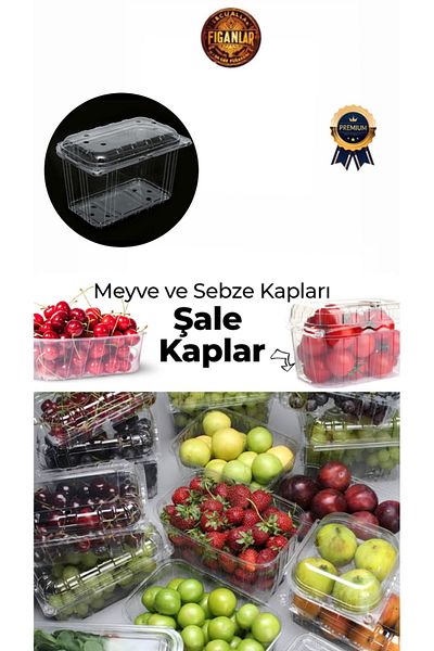 figanlar ambalaj Deep Plastic Lid Fruit and Vegetable Preservation Storage Container (Shale) Container 1000 Gr 50 Pieces