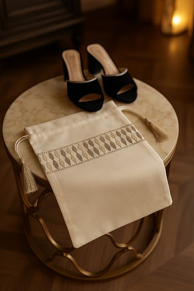 Lurji Dowry Bundle Elegant Guipure Detailed Lazio Shoe Bag Stylish and Natural Protection for Shoe Laundry
