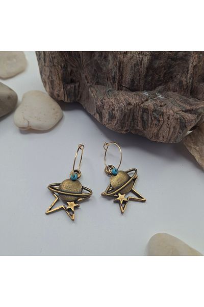 azra takı tasarım Handmade Star, Orbit Figured Women's Earrings
