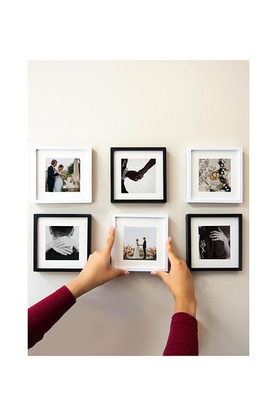 LİFE GLOBAL White & Black 14X14Cm Pola Square Photo Frame with Adhesive Detach-Tap Mat - Pack of 6