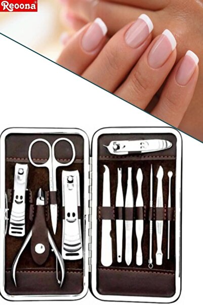 Reoona 12 Piece Manicure Pedicure Set - Nail Clipper with Bag and Tweezer File