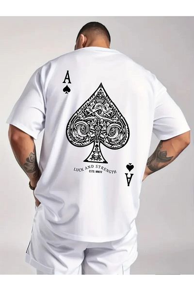 ACTIVE MODA Active Moda- Men's Printed Short Sleeve Large Size Tshirt Cotton Fabric Oversize
