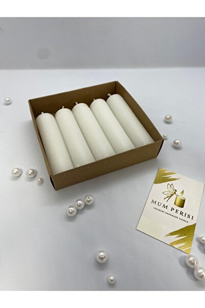 periisii 5 Adet Mum Bakkal Mumu( Boy 10 Cm Çap 2,5 Cm)beyaz Bakkal Mumu Dilek Mumu Büyük Mum Beyaz Mum 5 Adet