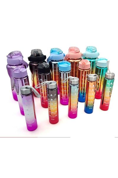 ALPJOY Set of 3 Water Bottles with Motivational Time Schedule 2000 ml