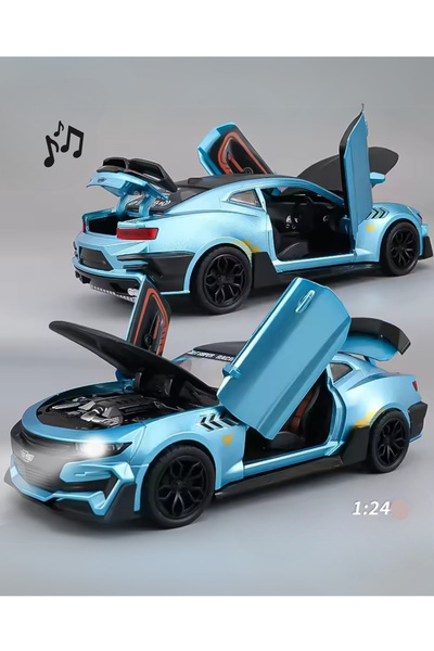 TUENGİ STORE Oyuncak Işıklı Sesli Tüm Kapıları Açılır 1:24 Chevrolet Camaro Metal Model Araba Büyük Boy