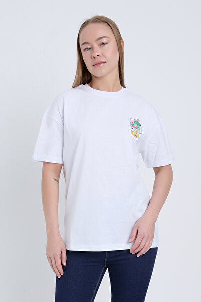 Velvoria Unisex oversized Λευκό καλοκαιρινό μπλουζάκι