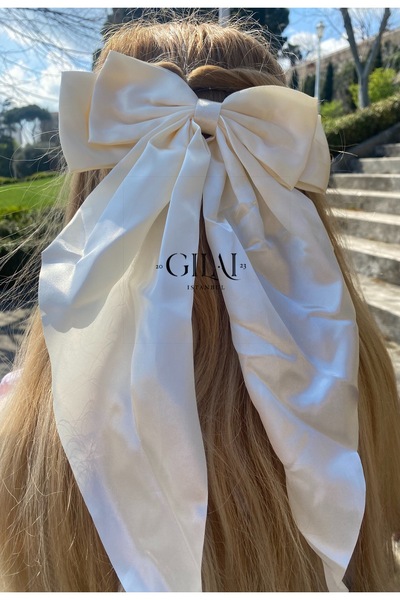 Gilai İstanbul Kadın Saten Çift Fiyonklu Otomatik Toka, Bride Bridemaids Geli...