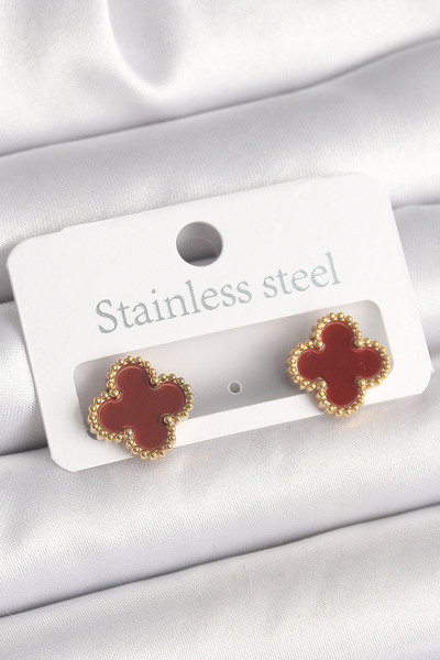 Skygo ieg ™   أقراط نسائية من النحاس باللون الذهبي طراز بوردو كلوفر - TJ-BKP1...