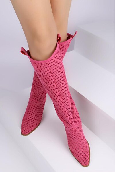 CICIKIZ Μακριές καλοκαιρινές μπότες με τρύπα με χοντρό τακούνι