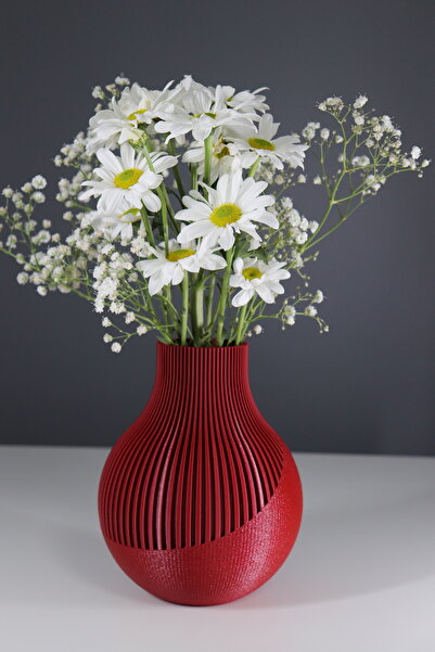 Home Ytm3dprint 3D Baskılı Kırmızı Dekoratif Vazo - Modern ve Şık , Minimalist Ev Dekoru