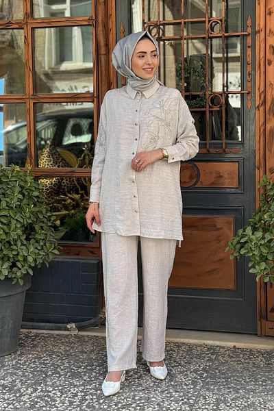 Moodbasic بدلة بنطلون Ma24.03 حجر