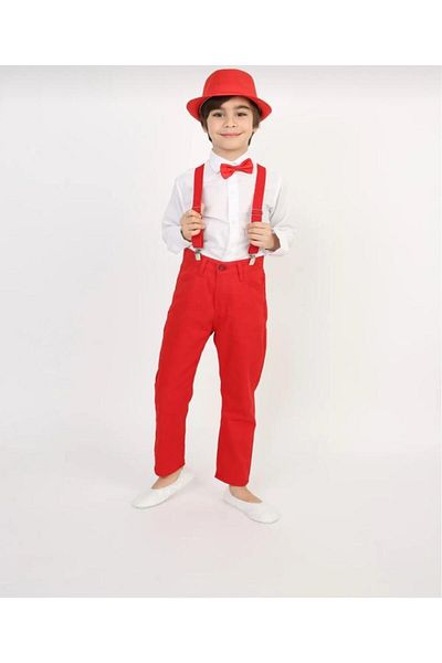 YHE STORE 23 April 29 October Show and Special Day Boy's Set 4 Pieces (Pants, Shirt, Suspender, Bow Tie)