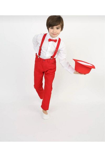 YHE STORE 23 April 29 October Show and Special Day Boy's Set 4 Pieces (Pants, Shirt, Suspender, Bow Tie)