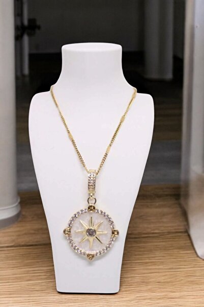 LuxeGem الفولاذ المقاوم للصدأ البوصلة نجمة قلادة المرأة