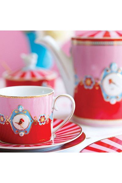 Pip Studio Porcelain Mug, , Red And Pink, 150ml, Love Birds Collection