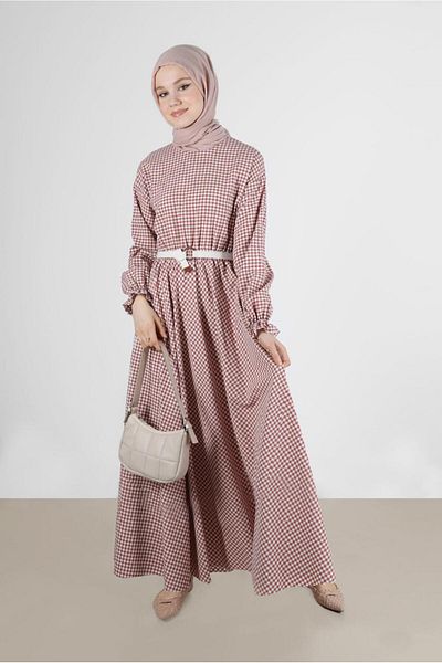 Alvina Φόρεμα Gingham με ελαστική μανσέτα - 42732