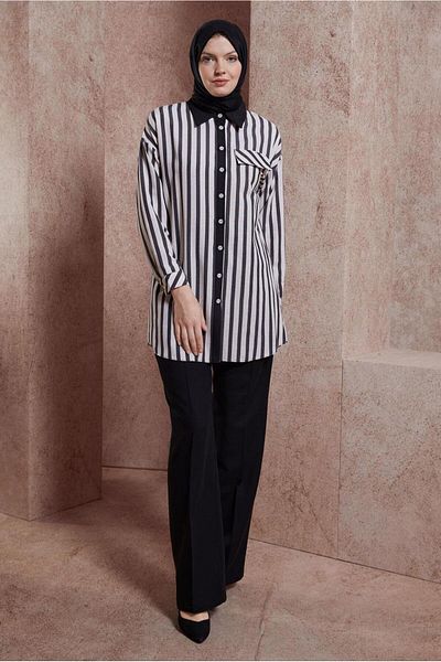 Alvina STRIPED LINEN TEXTURED TUNIC 44540