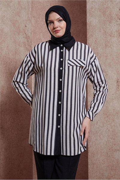 Alvina STRIPED LINEN TEXTURED TUNIC 44540