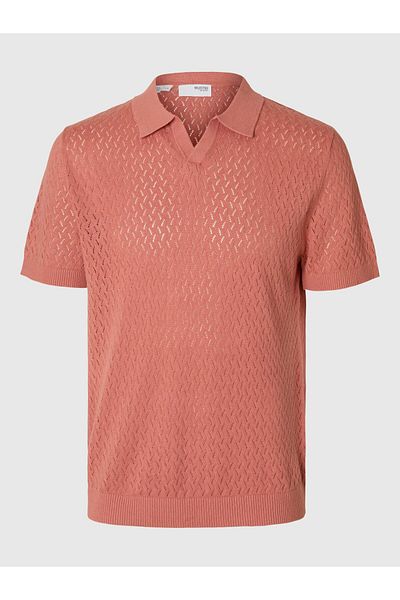 Selected Homme Polohemd aus Strick Häkel-Look
