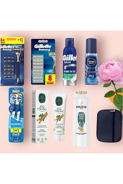 Gillette Vegan Leather Travel Bag Set - Wedding Engagement Personal Care Bundle