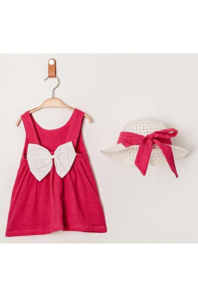 Chicsy Baby Tatlı Fitilli Şapkalı Fiyonklu Kız Bebek Elbisesi