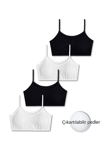 GizaKids Girl's Cotton Lycra Combed Cotton Strap Training Bra Set