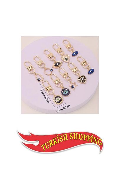 shop 10 Pcs Evil Eye Bead Keychain Metal Alloy