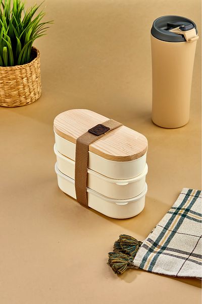 Dem Home 3-Piece Wooden Lid Storage Container 500 ml / Kayak Nutrition Container - Daily Meal Storage