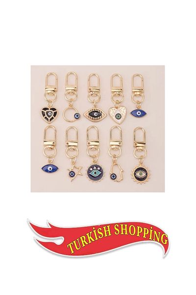 shop 10 Pcs Evil Eye Bead Keychain Metal Alloy