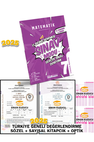 Pruva Akademi 7. SINIF MATEMATİK BRANŞ DENEMESİ - Sinan Kuzucu Türkiye Geneli...