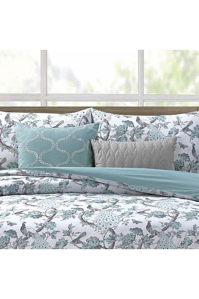 Orange Bed & Bath Floral Peacock | 100% cotton duvet set double 8 pieces