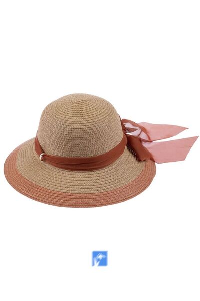 Kardelen Butik Denizli Pălărie de paie de lux cu bor scurt pentru femei (57-5...