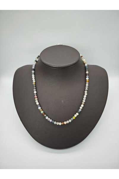 Aksesuarlia Chakra Natural Stone Choker Necklace, Genuine Natural Stone