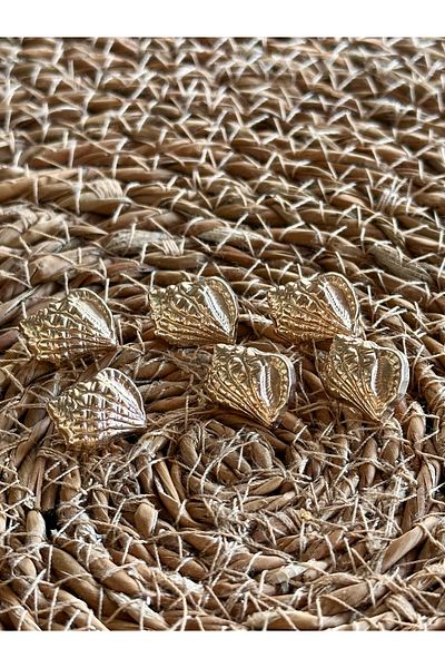 ODDA TASARIM ATÖLYESİ Marin Collectible Oyster Shell Model Gold Color Arm-Dress Length Button Set
