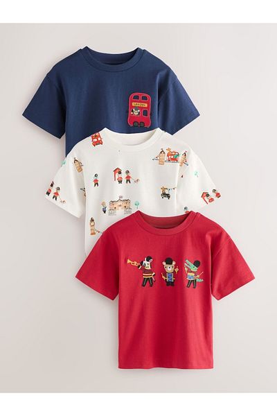 Next Baby Set de 3 tricouri cu mânecă scurtă, 100% bumbac, tematică Londra
